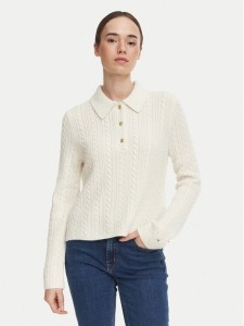 Tommy Hilfiger Sweter WW0WW52222 Kremowy Regular Fit