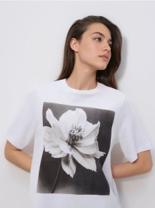 Bawełniany t-shirt z nadrukiem - biały
