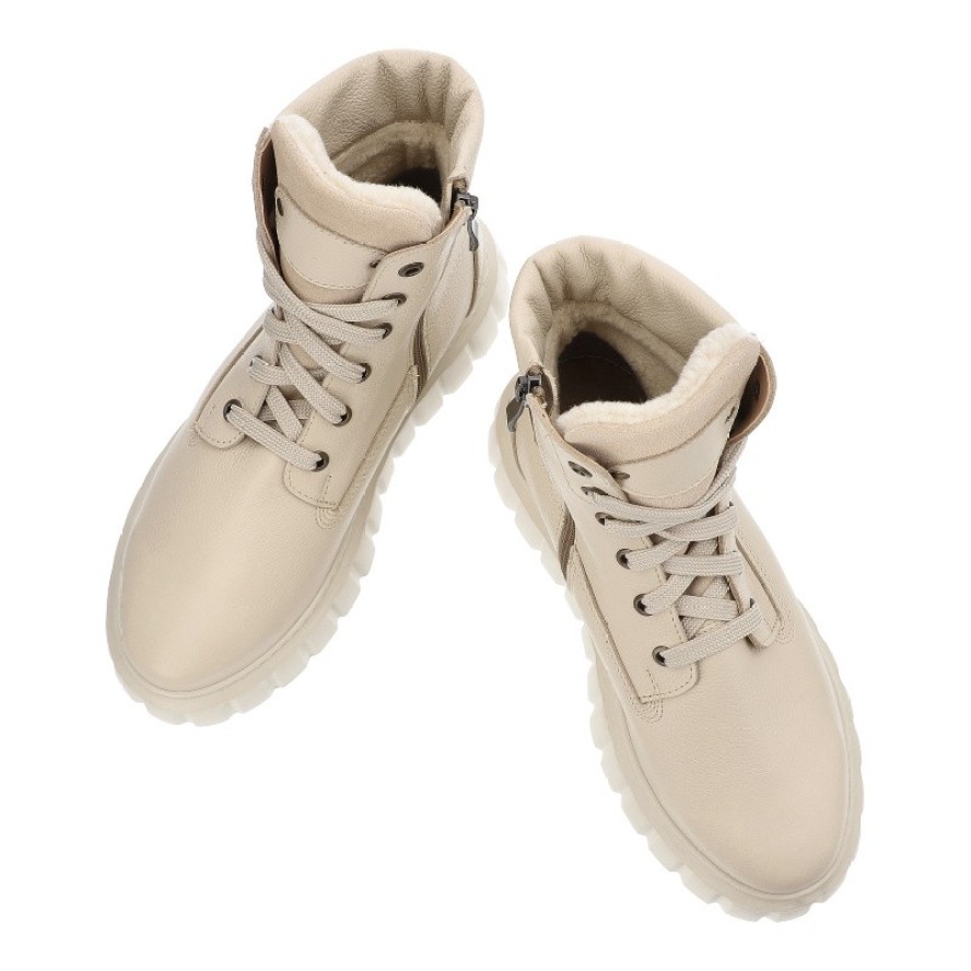 Beżowe Botki Armodo Modne Ocieplane Obuwie Damskie