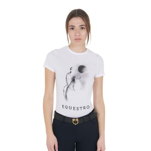 Slim fit damska koszulka z nadrukiem księżycowym