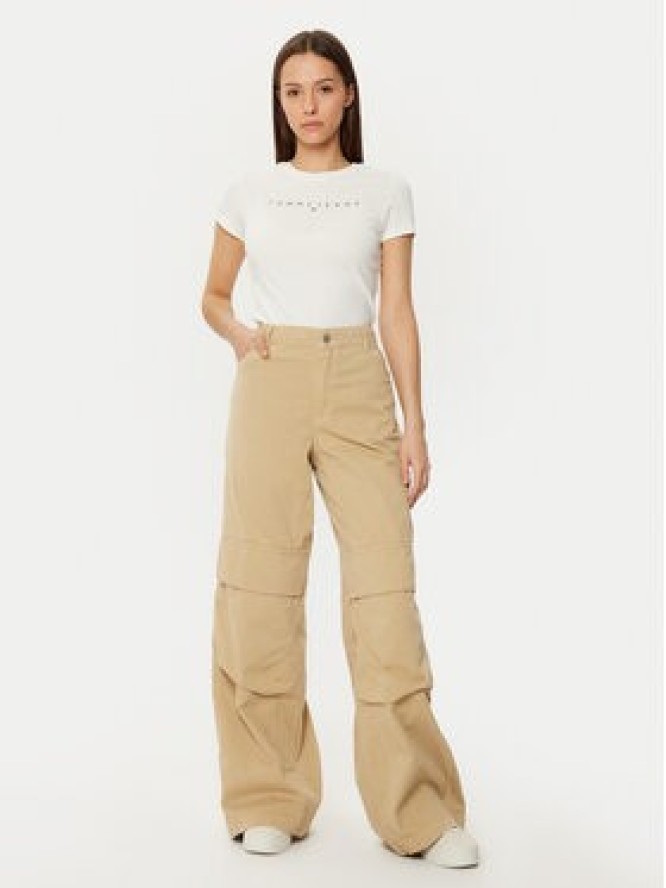 Tommy Jeans T-Shirt Linear DW0DW18398 Biały Slim Fit