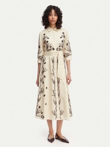 Marella Sukienka koszulowa Banda 2613221232 Beżowy Regular Fit
