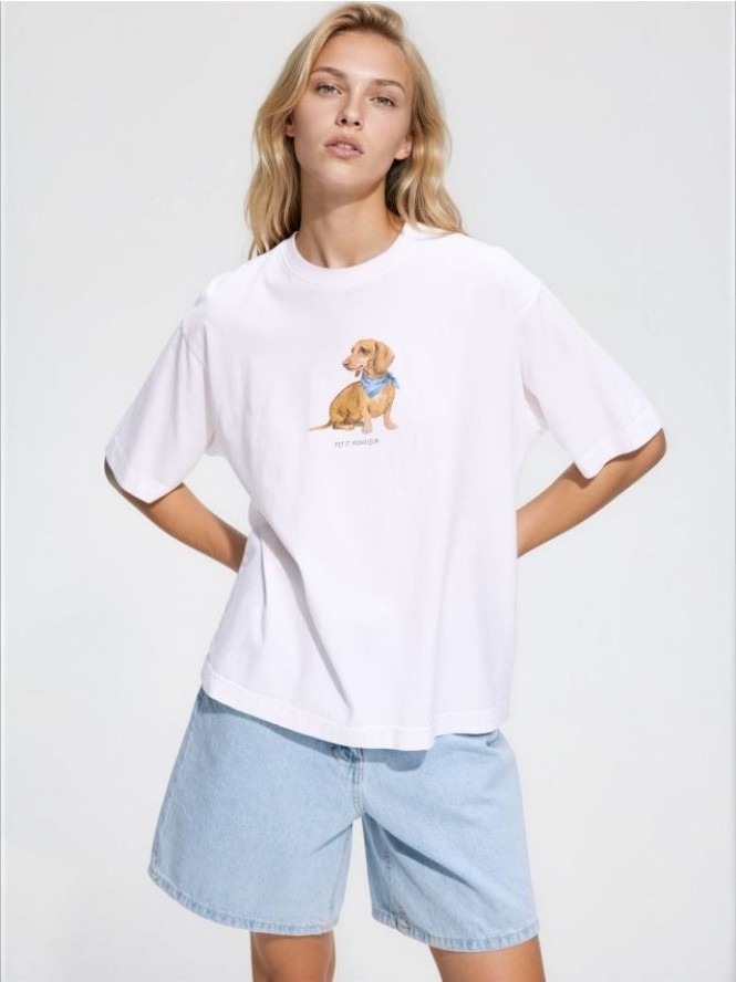Bawełniany t-shirt z nadrukiem - biały