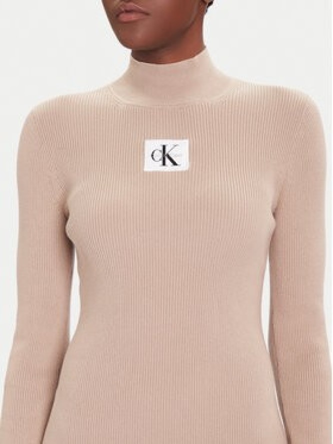 Calvin Klein Jeans Sukienka codzienna LV047D308G Beżowy Slim Fit