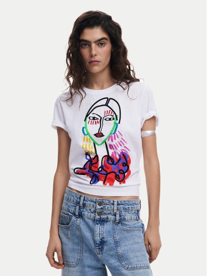 Desigual T-Shirt Misuri 25SWTKA9 Biały Regular Fit