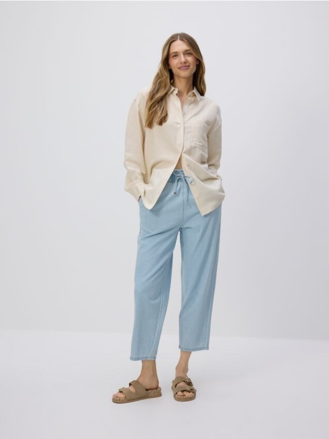 Jeansy paperbag - niebieski