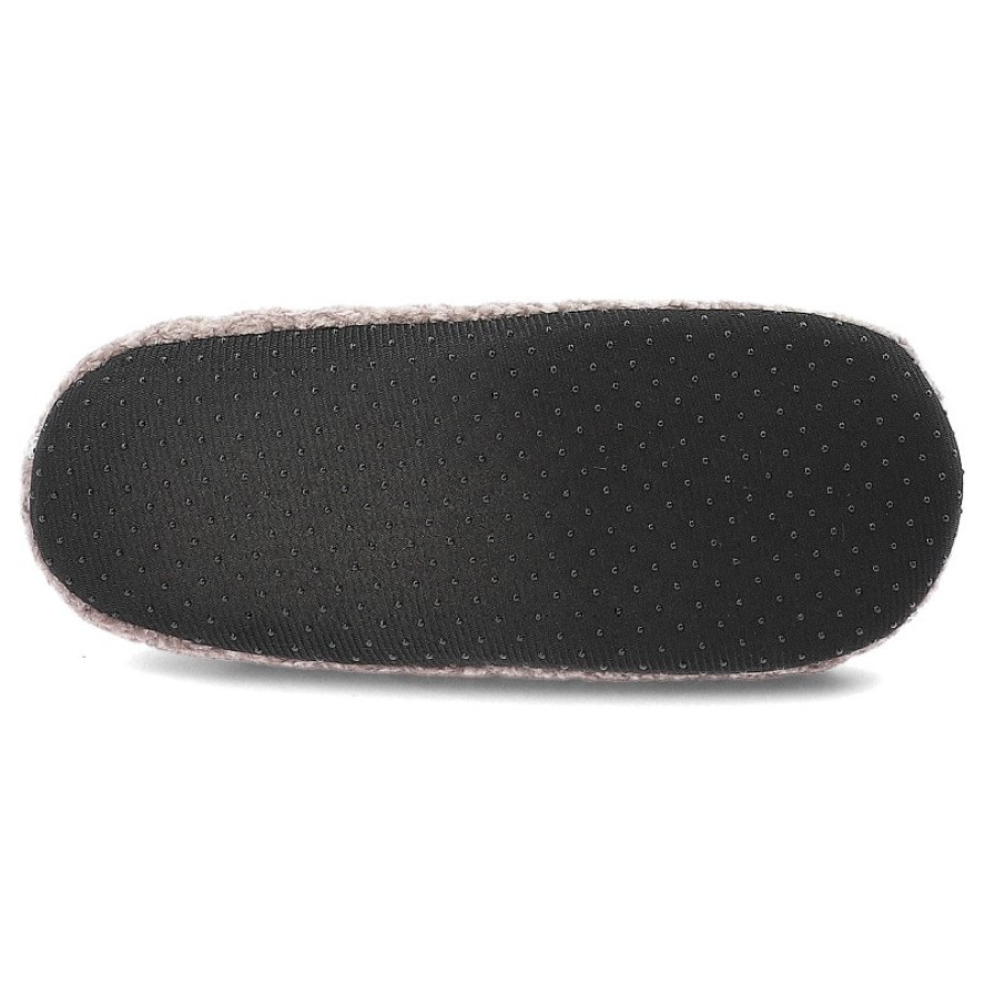 Bambosze damskie Moraj, pantofle ocieplane futerkiem z kokardą i antypoślizgową podeszwą, cappuccino, CDC800-023