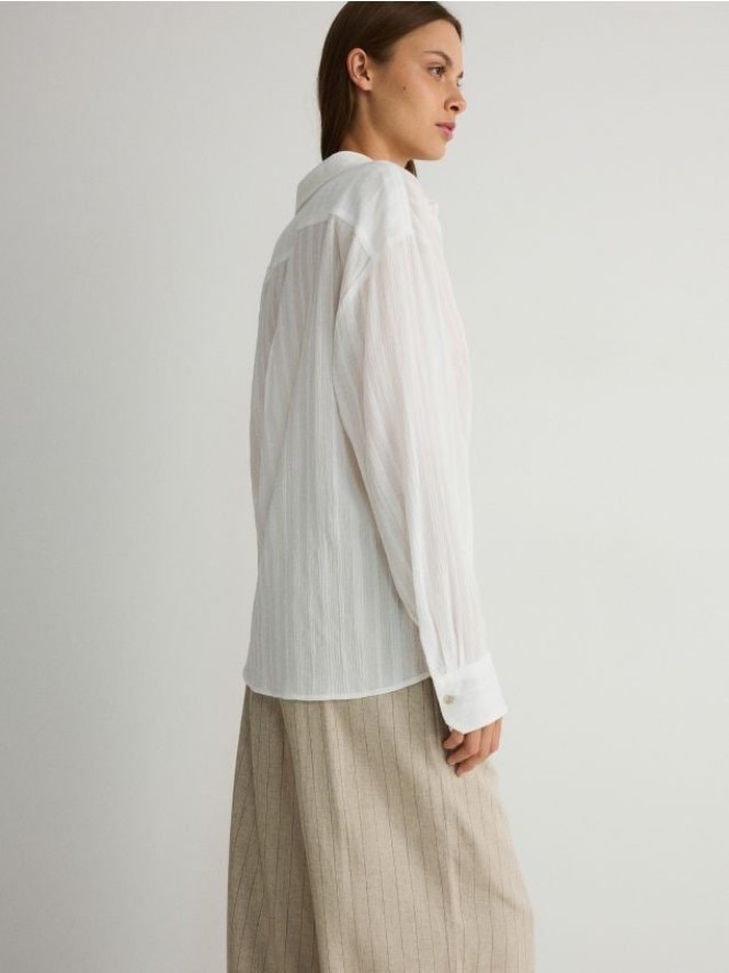 Koszula oversize z bawełny - złamana biel