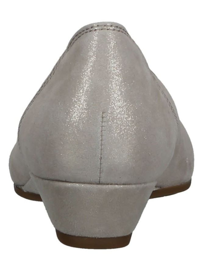 Gabor Skórzane baleriny w kolorze szarym na koturnie rozmiar: 38,5