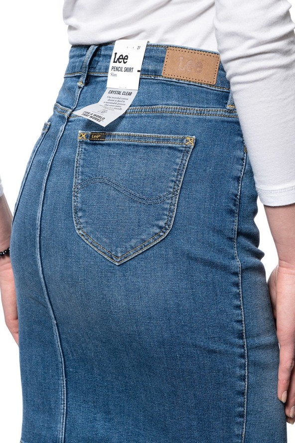 LEE Pencil Skirt DAMSKA SPÓDNICA JEANSOWA MID WORN MARTHA L38GQDTO 112108194