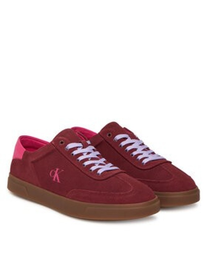 Calvin Klein Sneakersy Low Pro Cups Lace Up Sue Mix Mg HW0HW02683 Bordowy