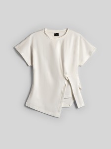 4F T-shirt slim z marszczeniem damski - biały XS