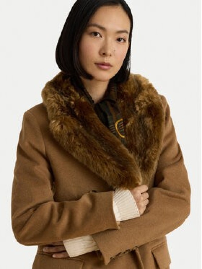 LAUREN RALPH LAUREN Płaszcz wełniany 297P23450001 Brązowy jasny Oversize