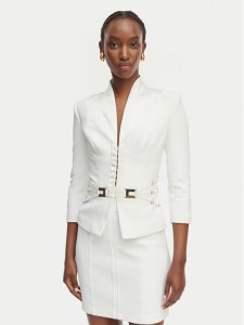 Elisabetta Franchi Marynarka GI-202-61E2-V590 Biały Regular Fit
