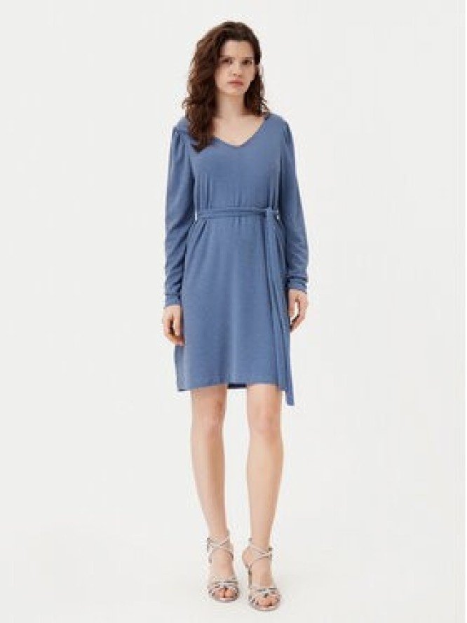 Vila Sukienka dzianinowa Eleina 14100741 Błękitny Regular Fit