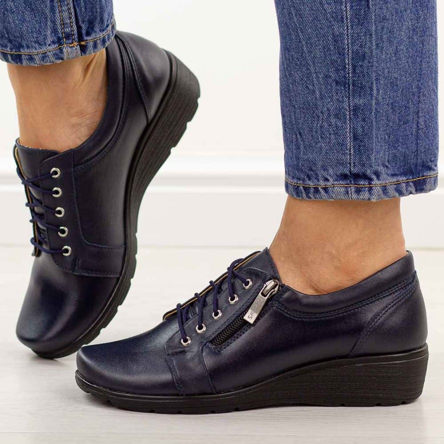 Granatowe Polskie półbuty damskie Gregors 759