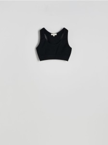Bezszwowy top w stylu sportowym - czarny