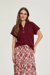 T-shirt z bawełny burgundowy