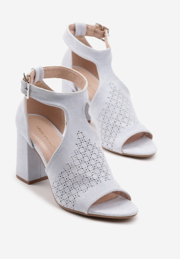 Niebieskie Sandały Botki na Słupku ze Sprzączką Ciariva