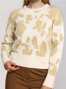 Sweter ze wzorem - kremowy