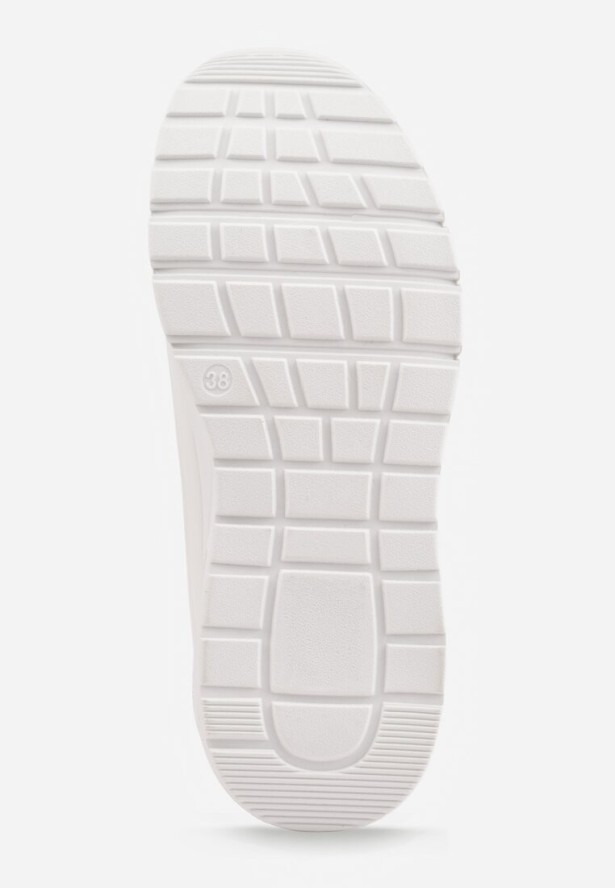 Białe Sneakersy na Platformie z Przezroczystą Wstawką i Suwakiem z Napisami Valentinae