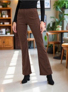 Spodnie flare - brązowy