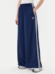 adidas Spodnie dresowe adicolor Satin JD0881 Granatowy Wide Leg