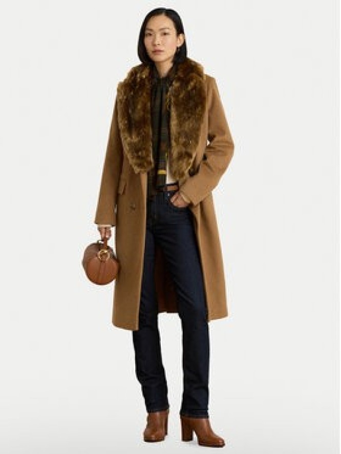 LAUREN RALPH LAUREN Płaszcz wełniany 297P23450001 Brązowy jasny Oversize
