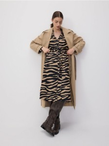 Koszulowa sukienka midi z lyocellem - czarny