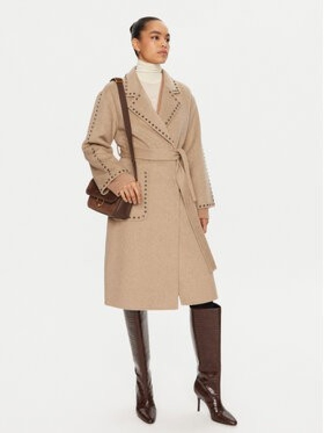 ViCOLO Płaszcz wełniany TS0032 Beżowy Regular Fit