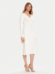 TWINSET Sukienka dzianinowa 252TP3271 Écru Regular Fit