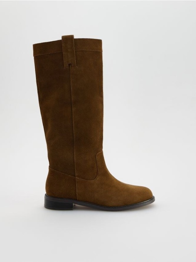 Zamszowe kozaki - beżowy