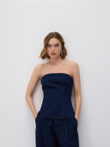 Denimowy top - granatowy