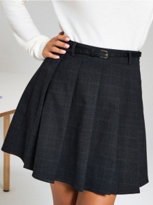 Spódnica mini w kratę - wielobarwny