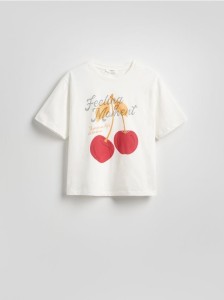 T-shirt oversize z aplikacjami - złamana biel