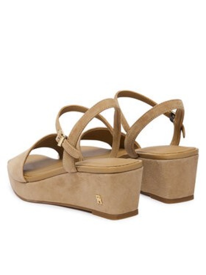 Tommy Hilfiger Sandały Suede Wrapped Mid Wedge FW0FW09235 Brązowy