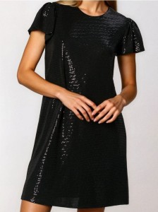 Sukienka mini z połyskującymi aplikacjami - czarny