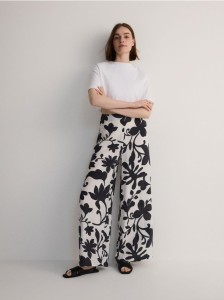 Wzorzyste spodnie palazzo - czarny