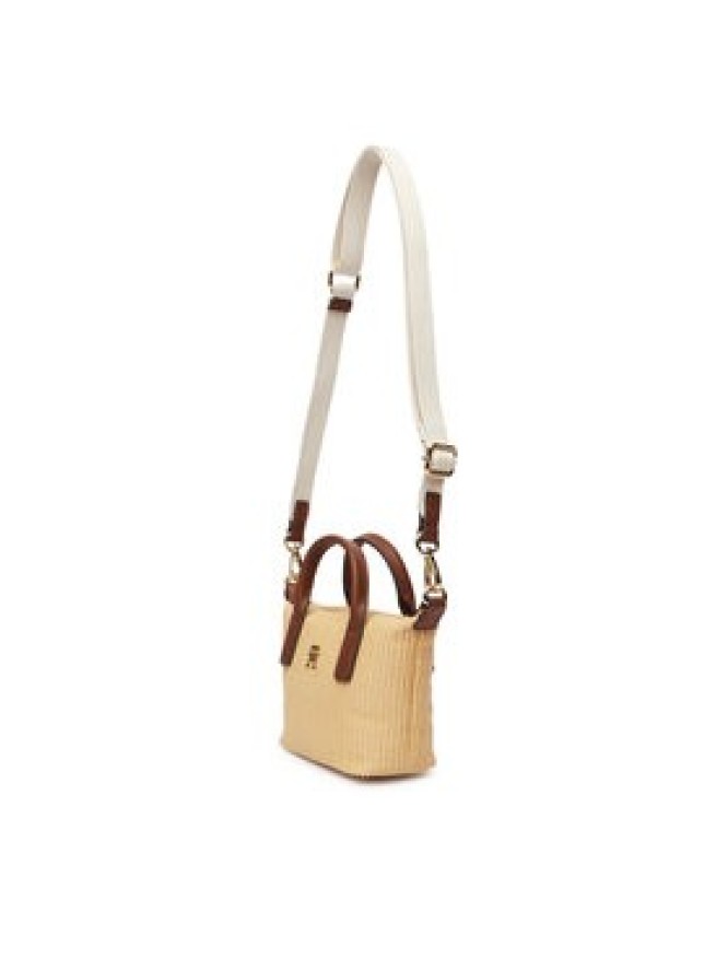 Tommy Hilfiger Torebka Popette Micro Tote Raffia AW0AW18526 Beżowy