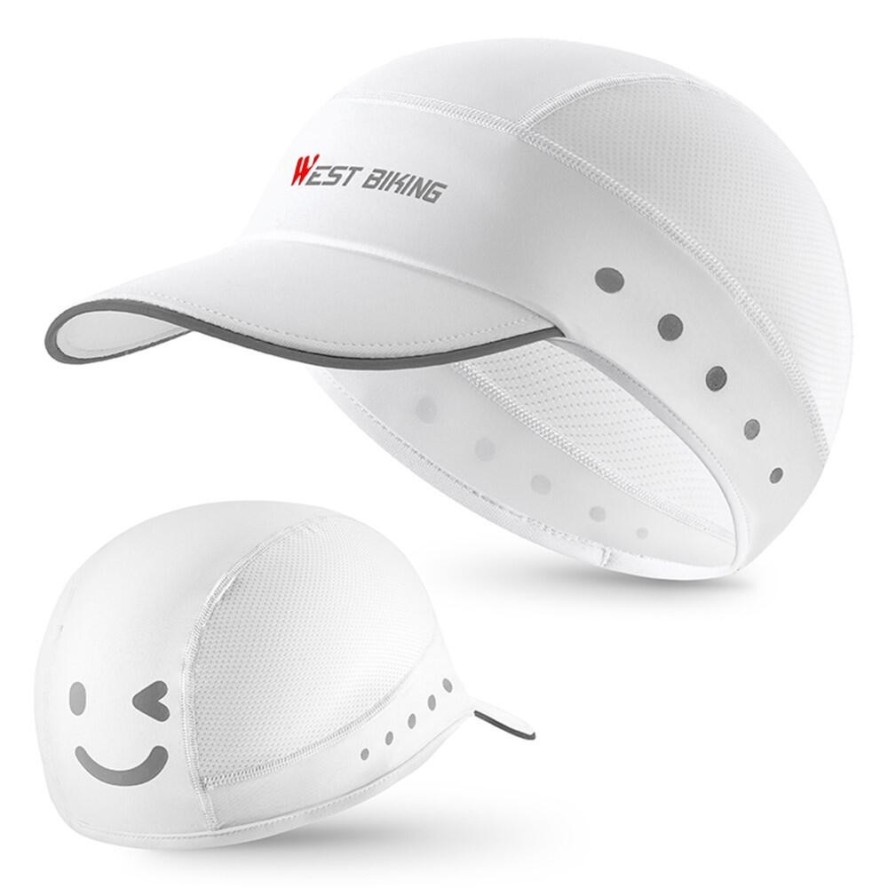 Czapka letnia z oddychającego jedwabiu WEST BIKING YP0201426 - Biała