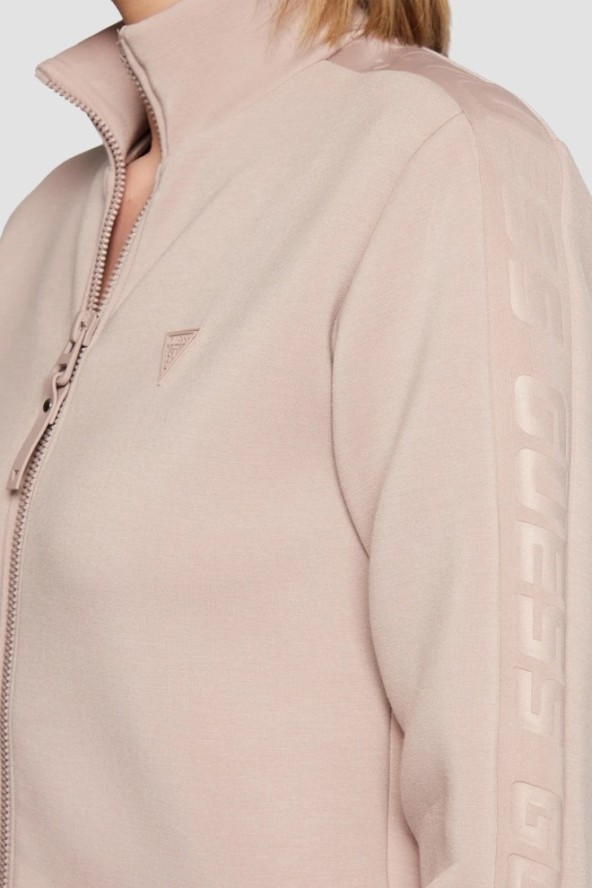 GUESS Różowa bluza damska z lampasami New Allie Scuba, Rozmiar S