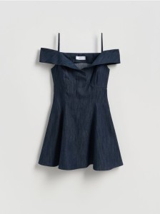 Sukienka z odkrytymi ramionami - niebieski