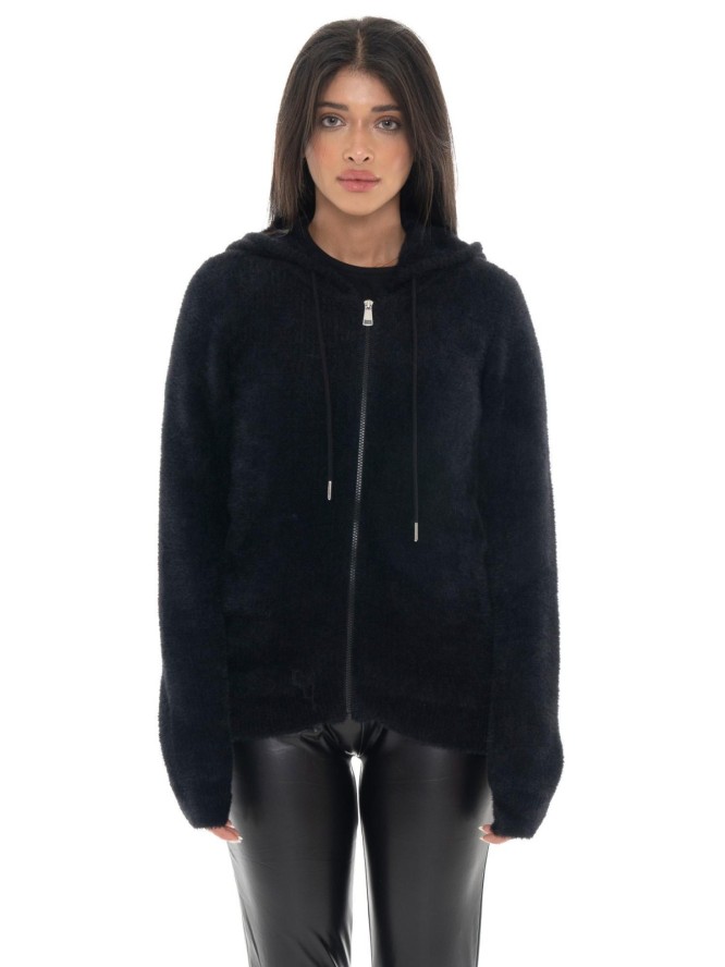 Damski sweter z kapturem i suwakiem z logo Leone 1947 Glam Winter
