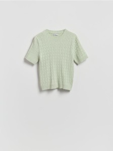 Sweter ze strukturalnym splotem - jasnozielony