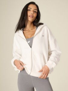 4F Bluza loose z kapturem damska - biała XL