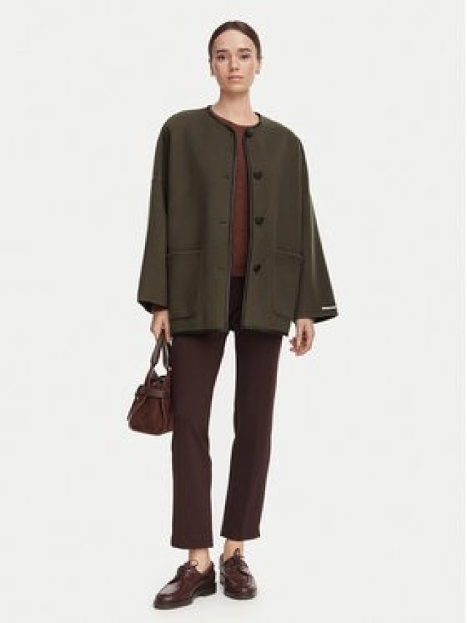 Marella Płaszcz wełniany Satira 2623086034 Brązowy ciemny Relaxed Fit