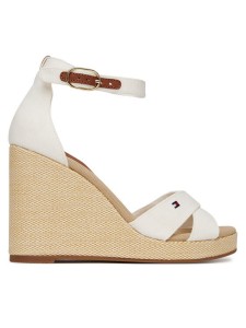 Tommy Hilfiger Sandały Flag High Wedge Espad Crisscross FW0FW08661 Écru