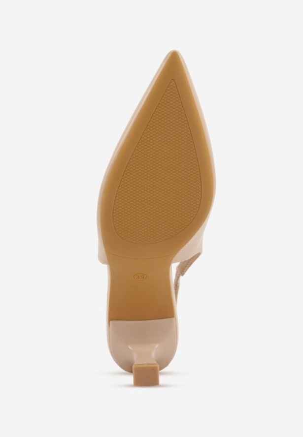 Ciemnobeżowe Czółenka Sandały Vices na Szpilce Slingback Kolliva