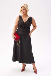 Elegancka sukienka Anna na wesele w czarnym kolorze PLUS SIZE XXL