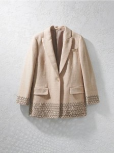 Marynarka z ozdobnym wykończeniem - kremowy